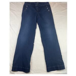 Ann Taylor Loft Jeans Womens Size 8 Blue Dark Wash Flare Wide-leg Sailor